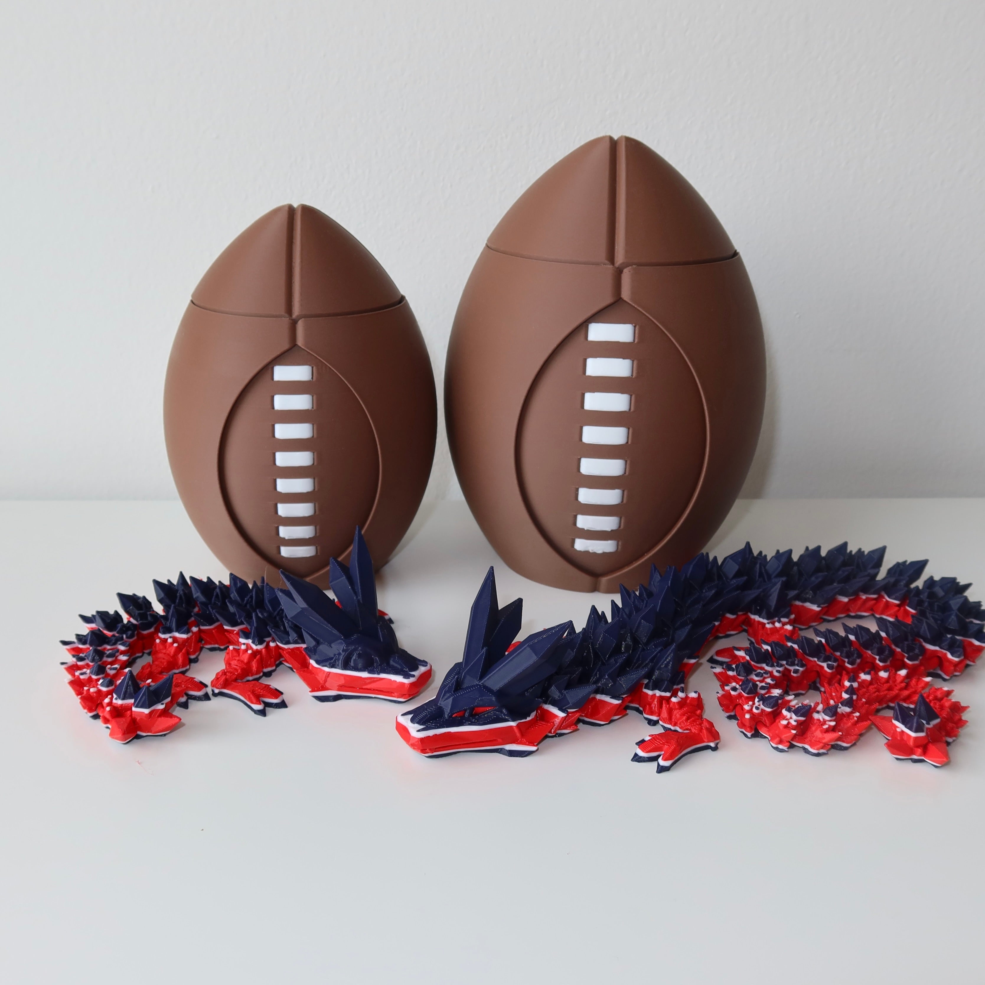 Spinning 3D Printed Football with Dragon Inside