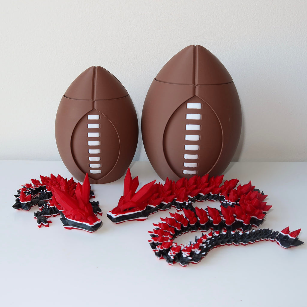 Spinning 3D Printed Football with Dragon Inside