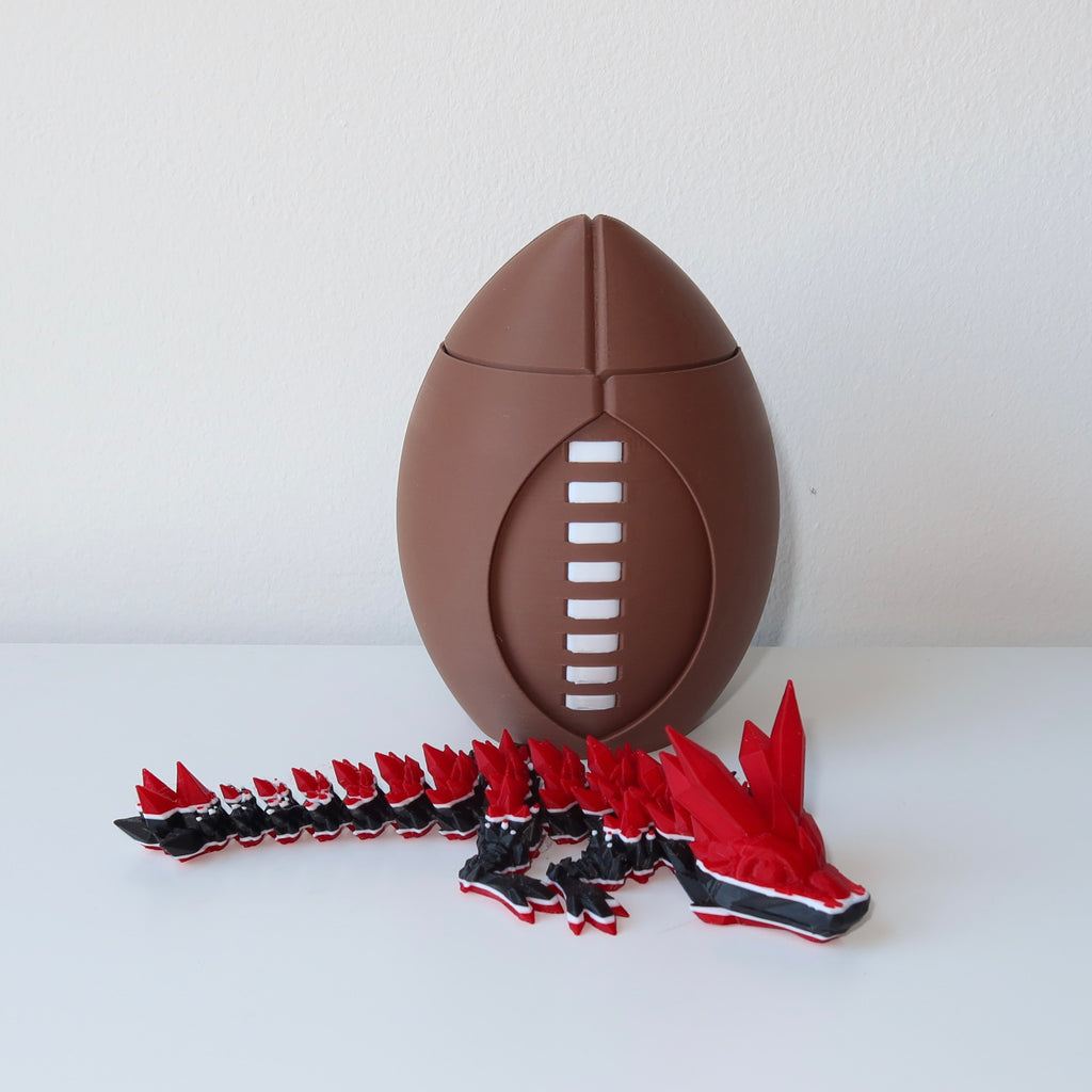 Spinning 3D Printed Football with Dragon Inside