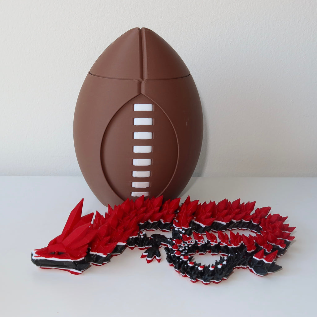 Spinning 3D Printed Football with Dragon Inside