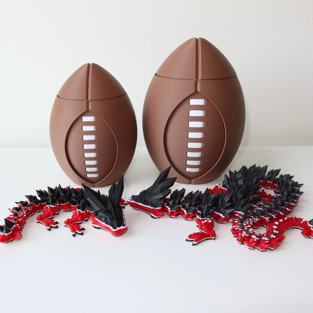 Spinning 3D Printed Football with Dragon Inside