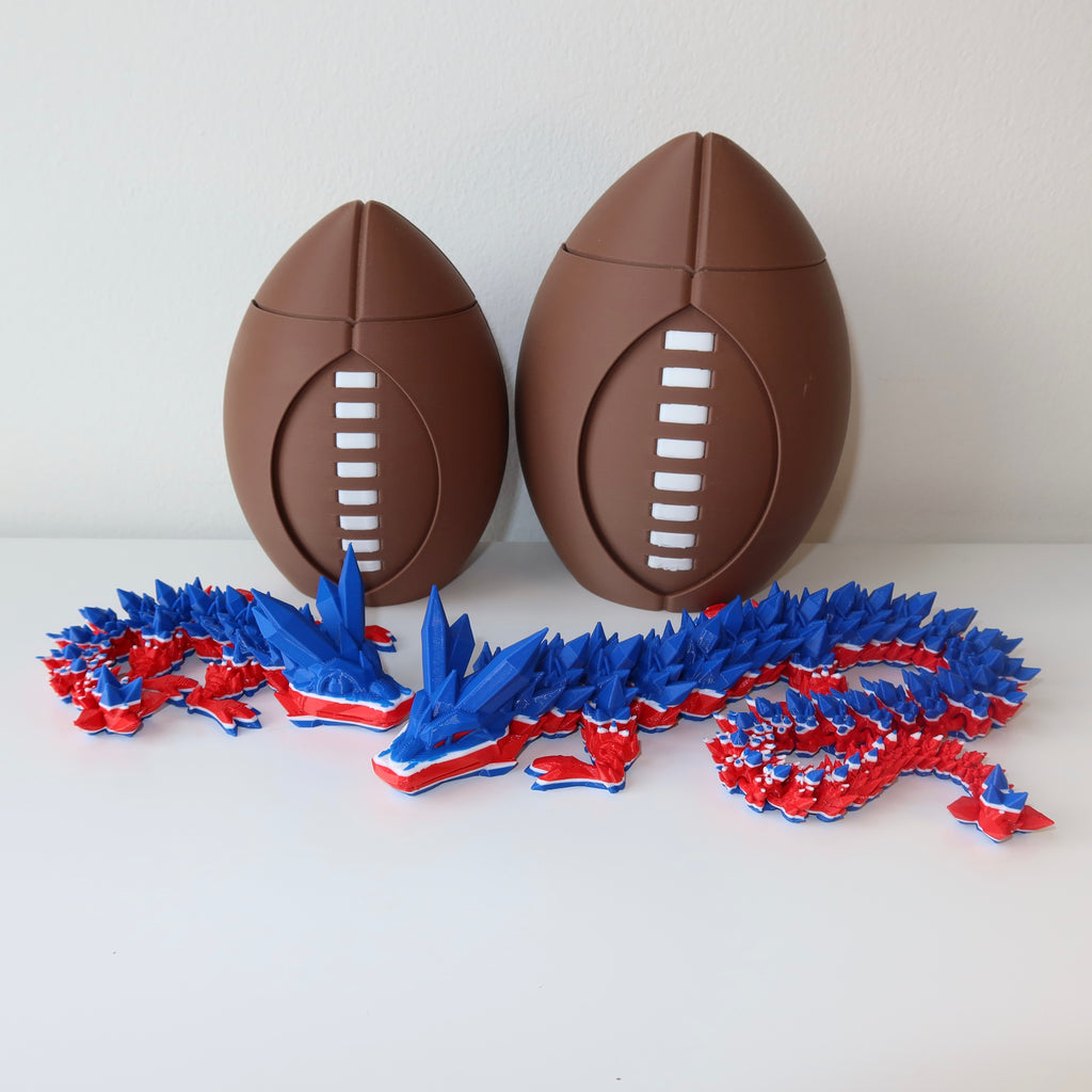 Spinning 3D Printed Football with Dragon Inside