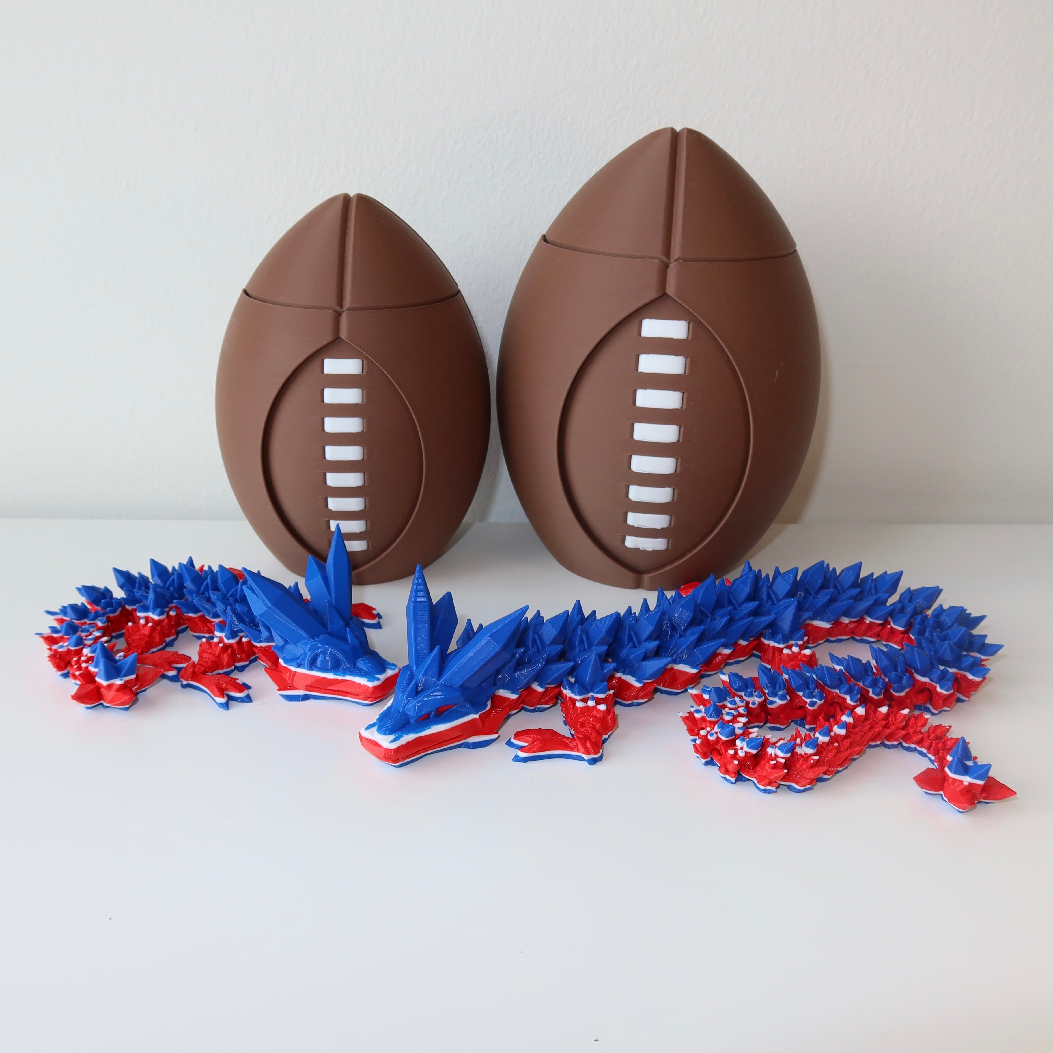 Spinning 3D Printed Football with Dragon Inside