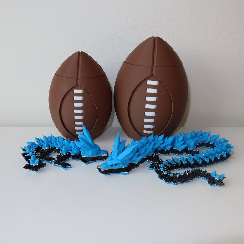 Spinning 3D Printed Football with Dragon Inside