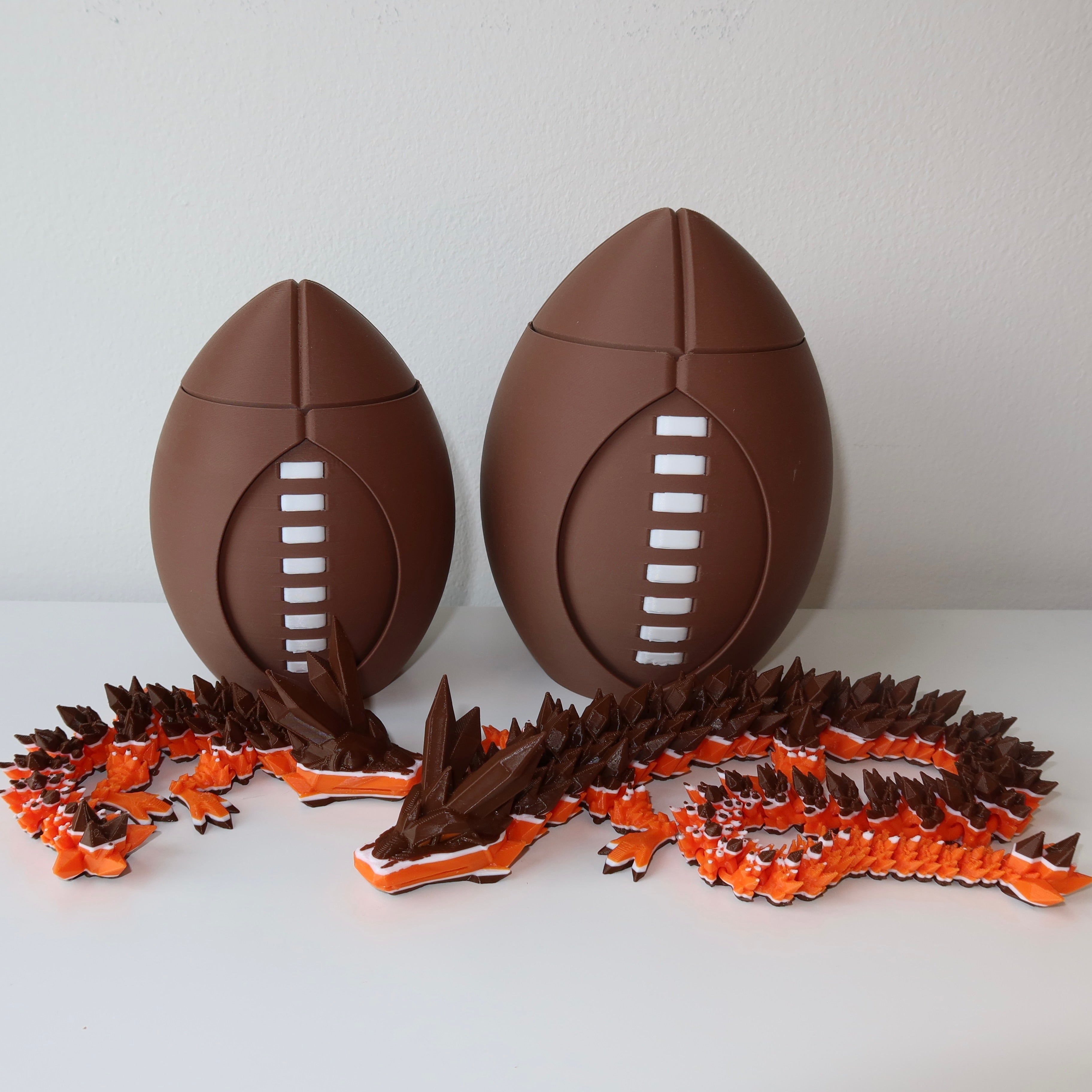 Spinning 3D Printed Football with Dragon Inside