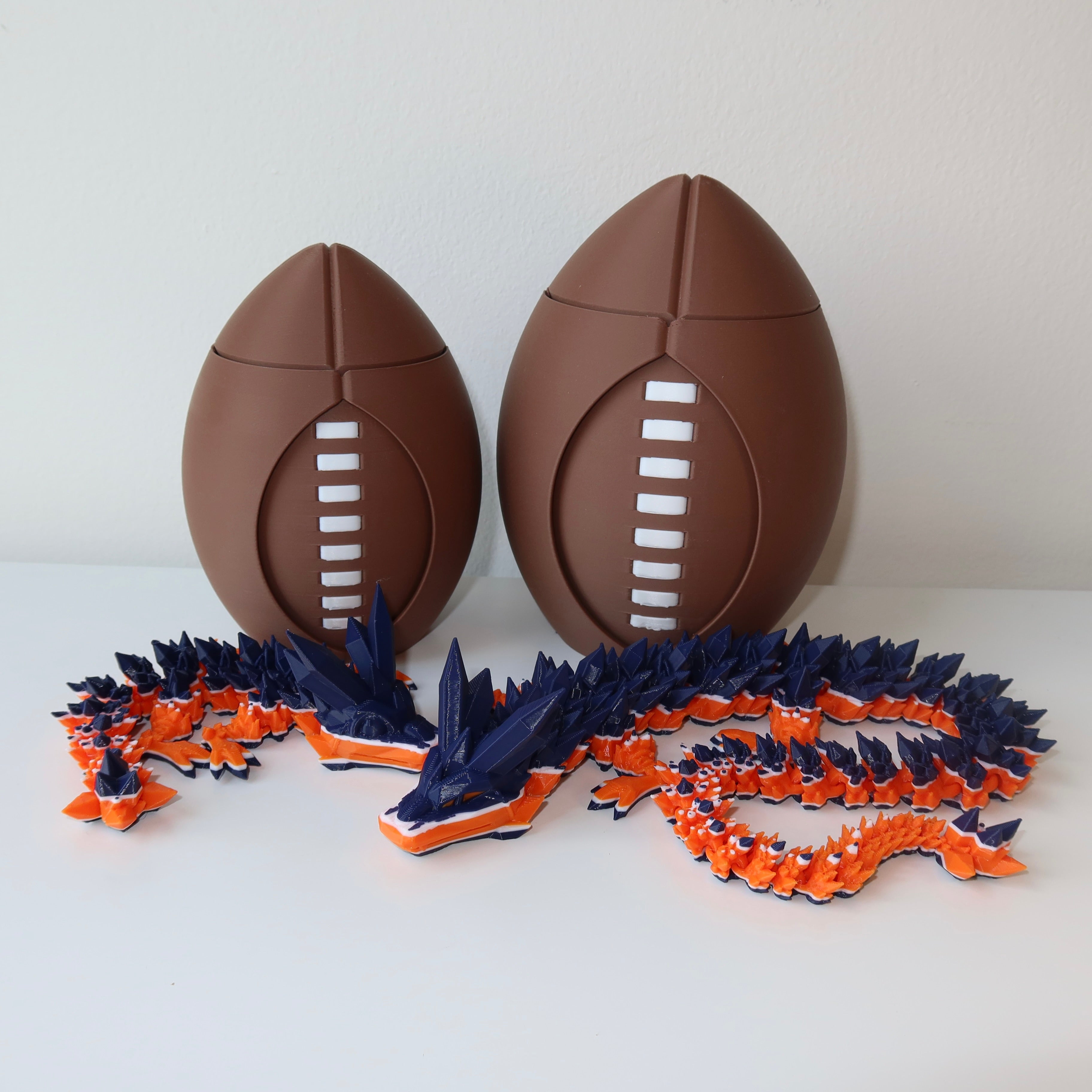 Spinning 3D Printed Football with Dragon Inside