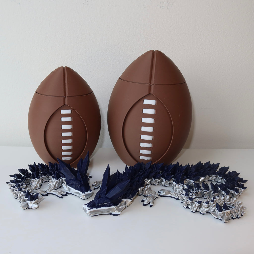 Spinning 3D Printed Football with Dragon Inside