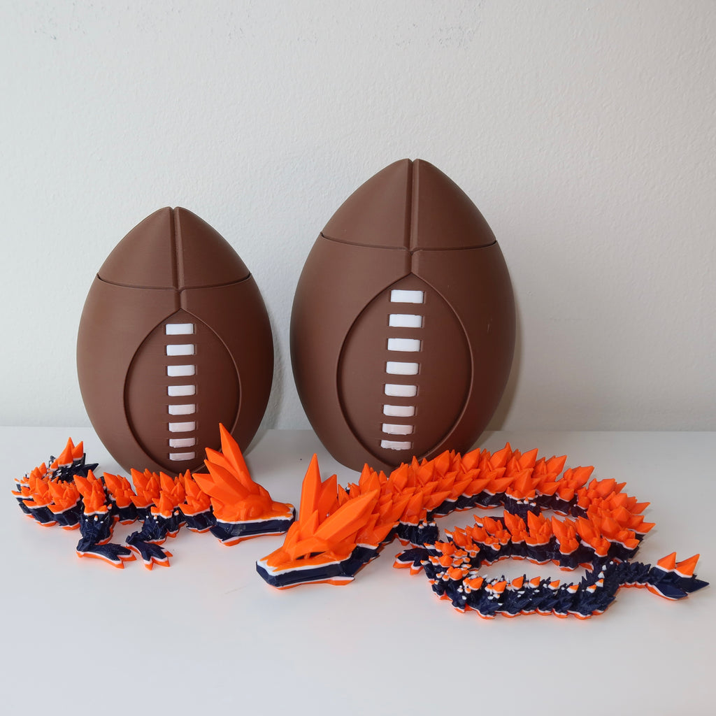 Spinning 3D Printed Football with Dragon Inside