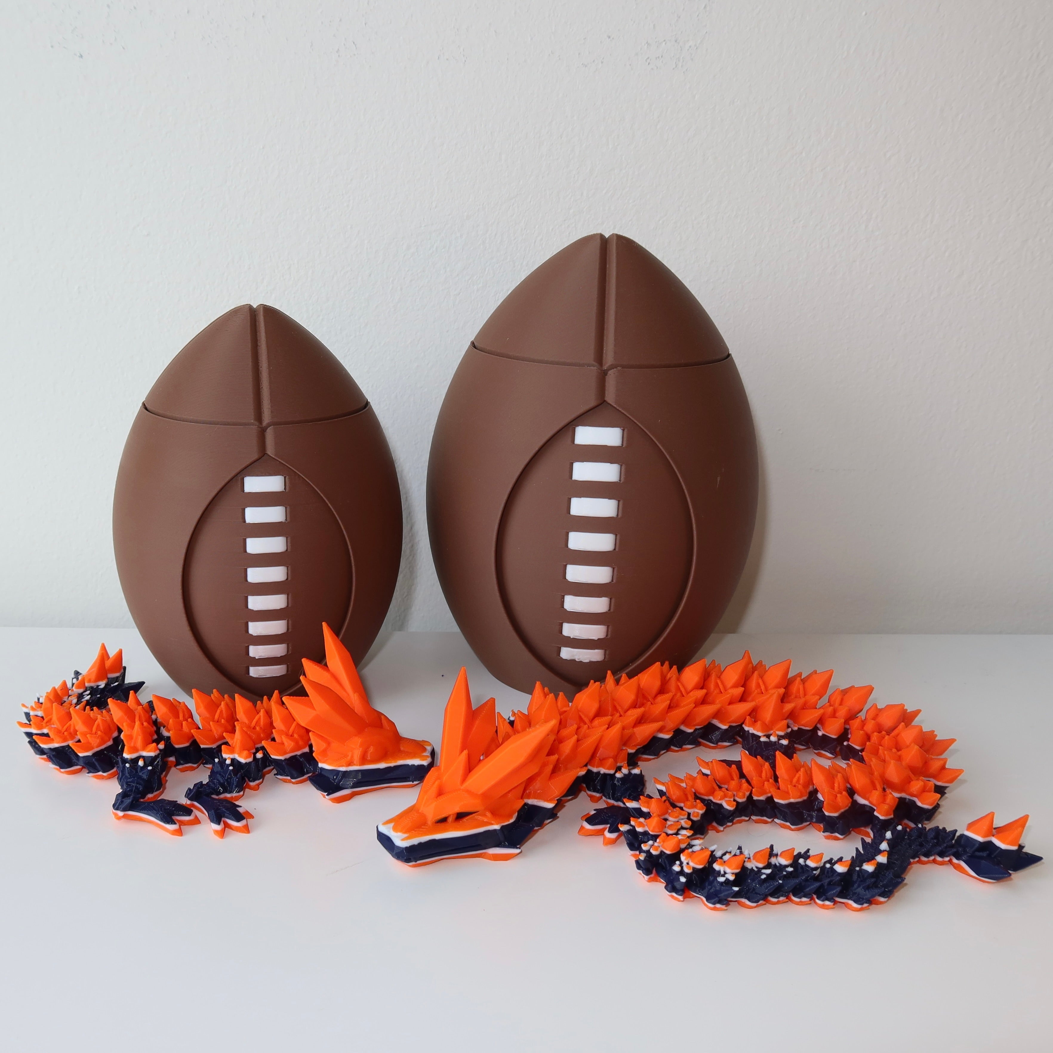 Spinning 3D Printed Football with Dragon Inside