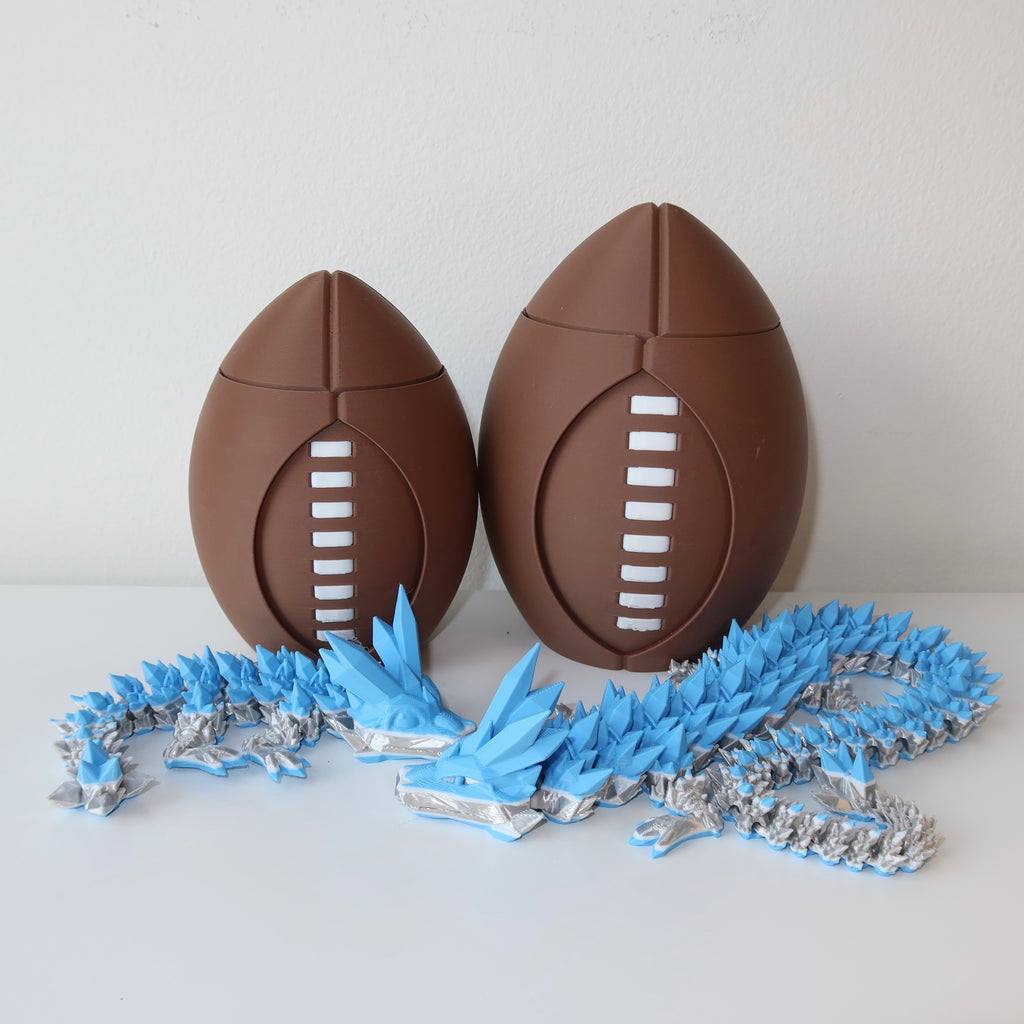 Spinning 3D Printed Football with Dragon Inside