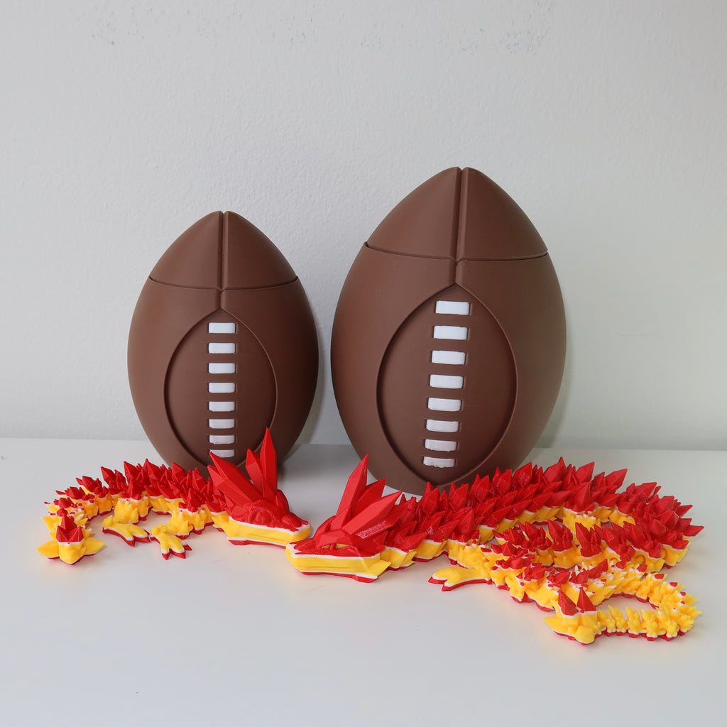Spinning 3D Printed Football with Dragon Inside