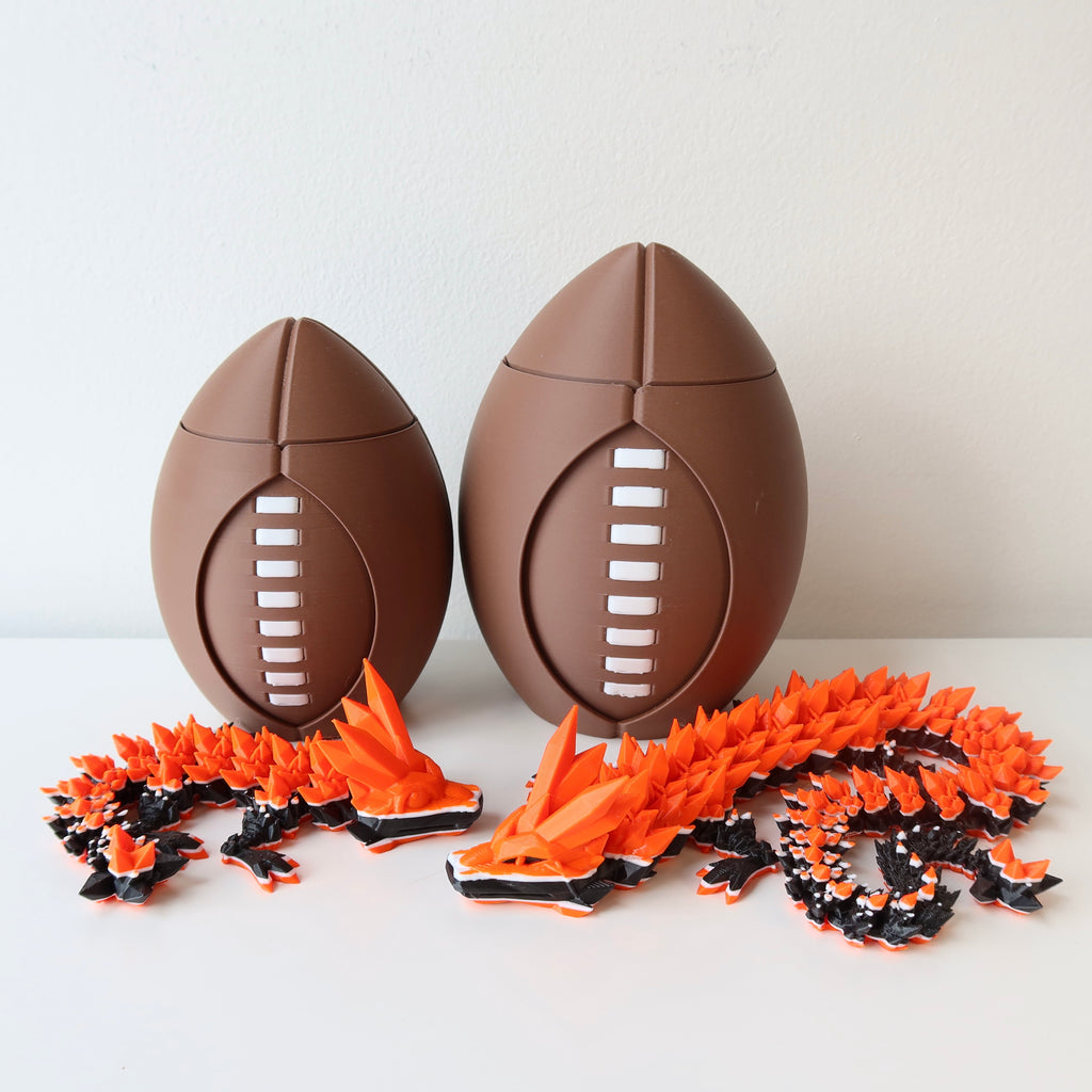 Spinning 3D Printed Football with Dragon Inside