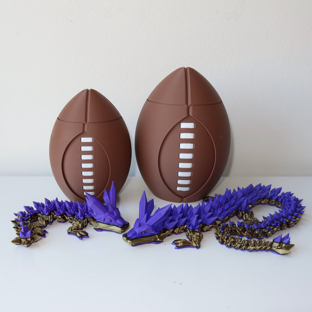 Spinning 3D Printed Football with Dragon Inside
