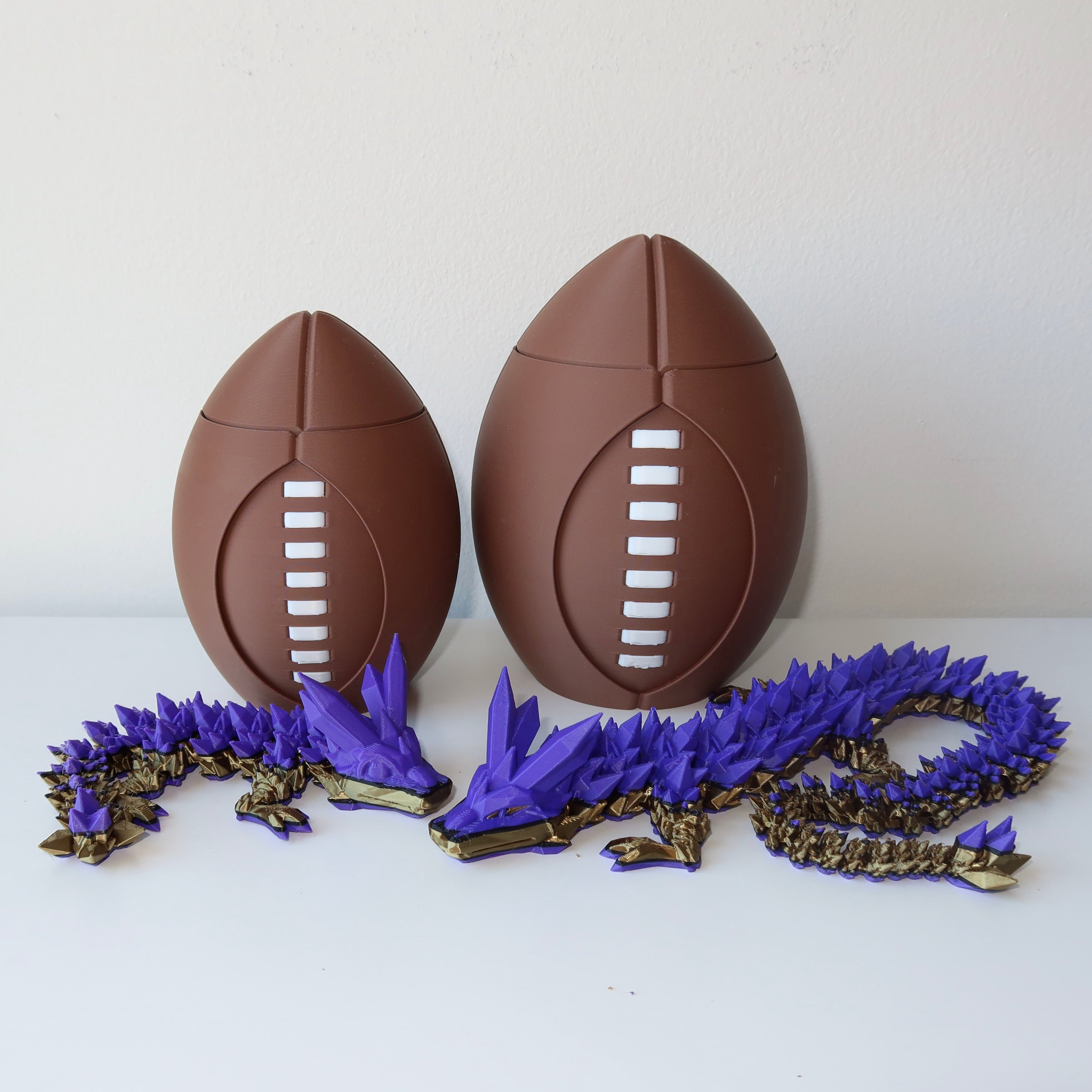 Spinning 3D Printed Football with Dragon Inside