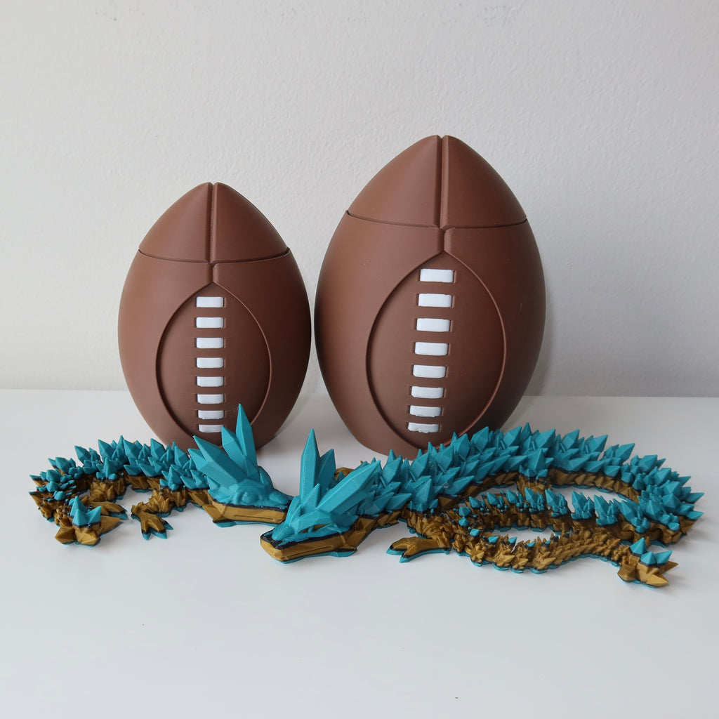 Spinning 3D Printed Football with Dragon Inside