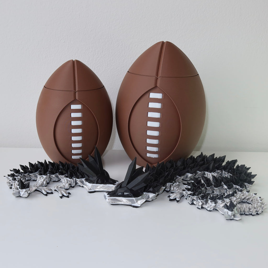 Spinning 3D Printed Football with Dragon Inside