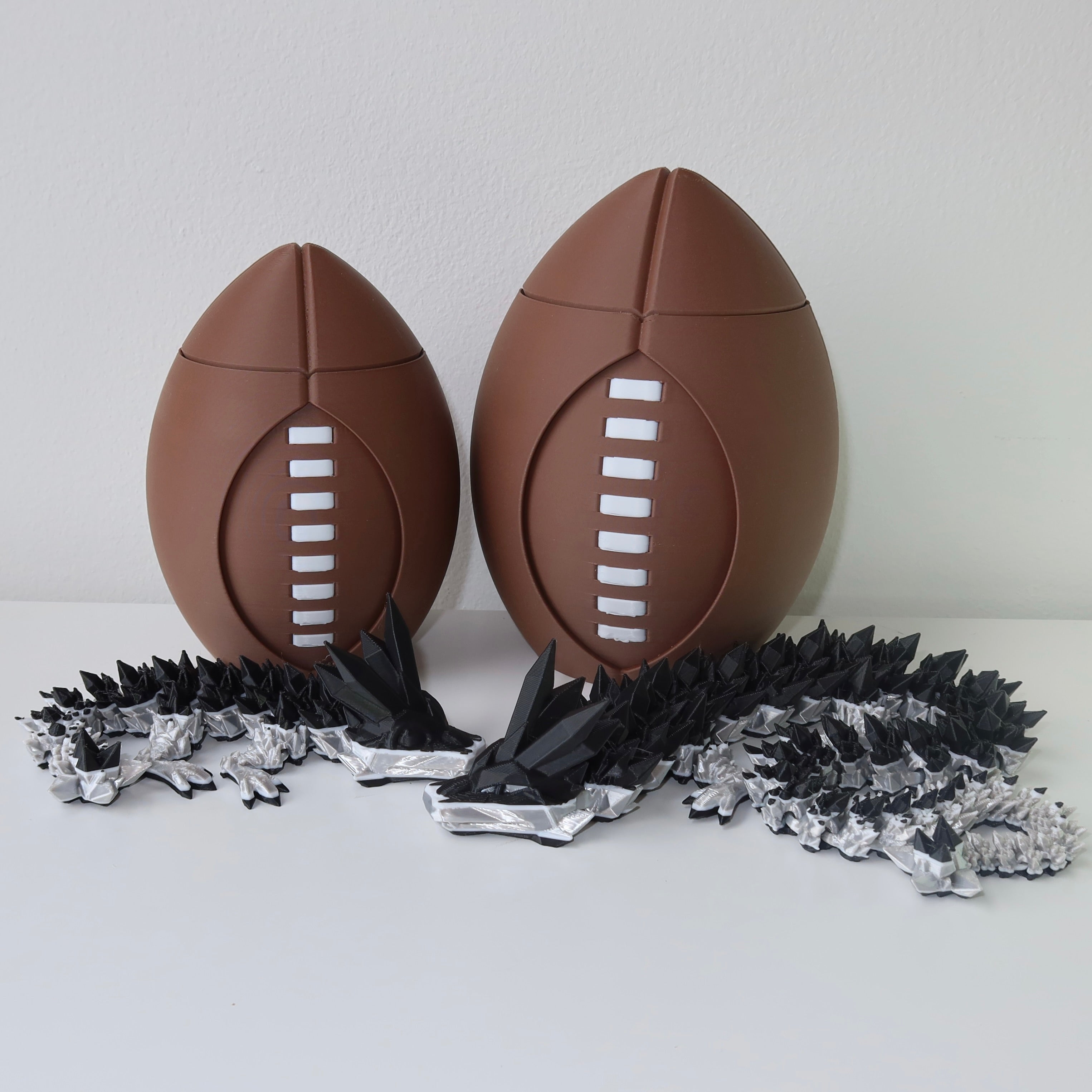 Spinning 3D Printed Football with Dragon Inside